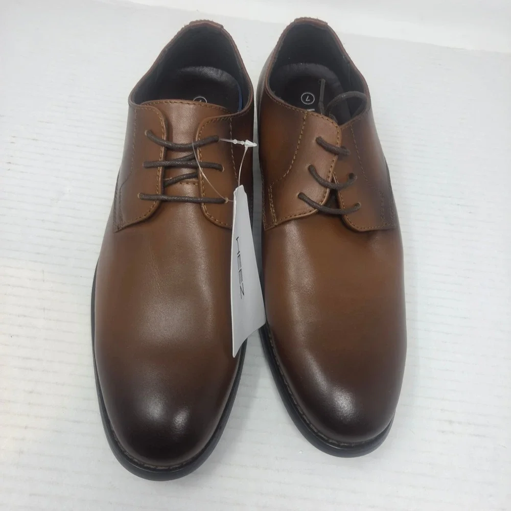 HEEZ Derby Shoes Mens Size 7 Brown Plain Toe Lace Up Classic Formal 101 NWT